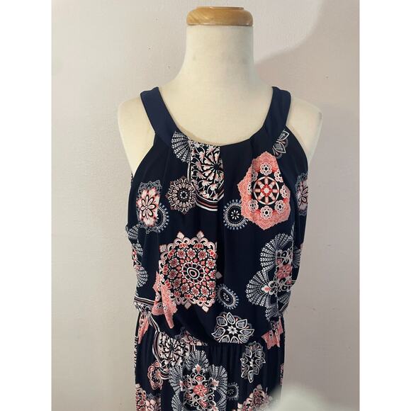 Robbie Bee Women's Printed Halter Maxi Dress Sz L ,Floral Navy Summer Boho Chic - Picture 10 of 11